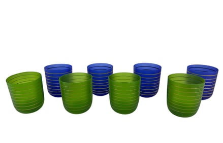 Midcentury Style Frosted Art Glass Tumblers 8p LOT