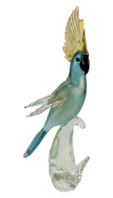 Murano Mid Century Glass Cockatoo Bird Sculpture