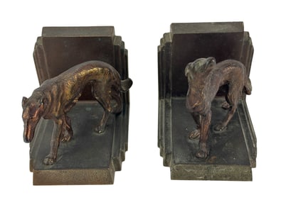 Ronson Bronze Type Borzoi K9 Dog Desk Bookends PR