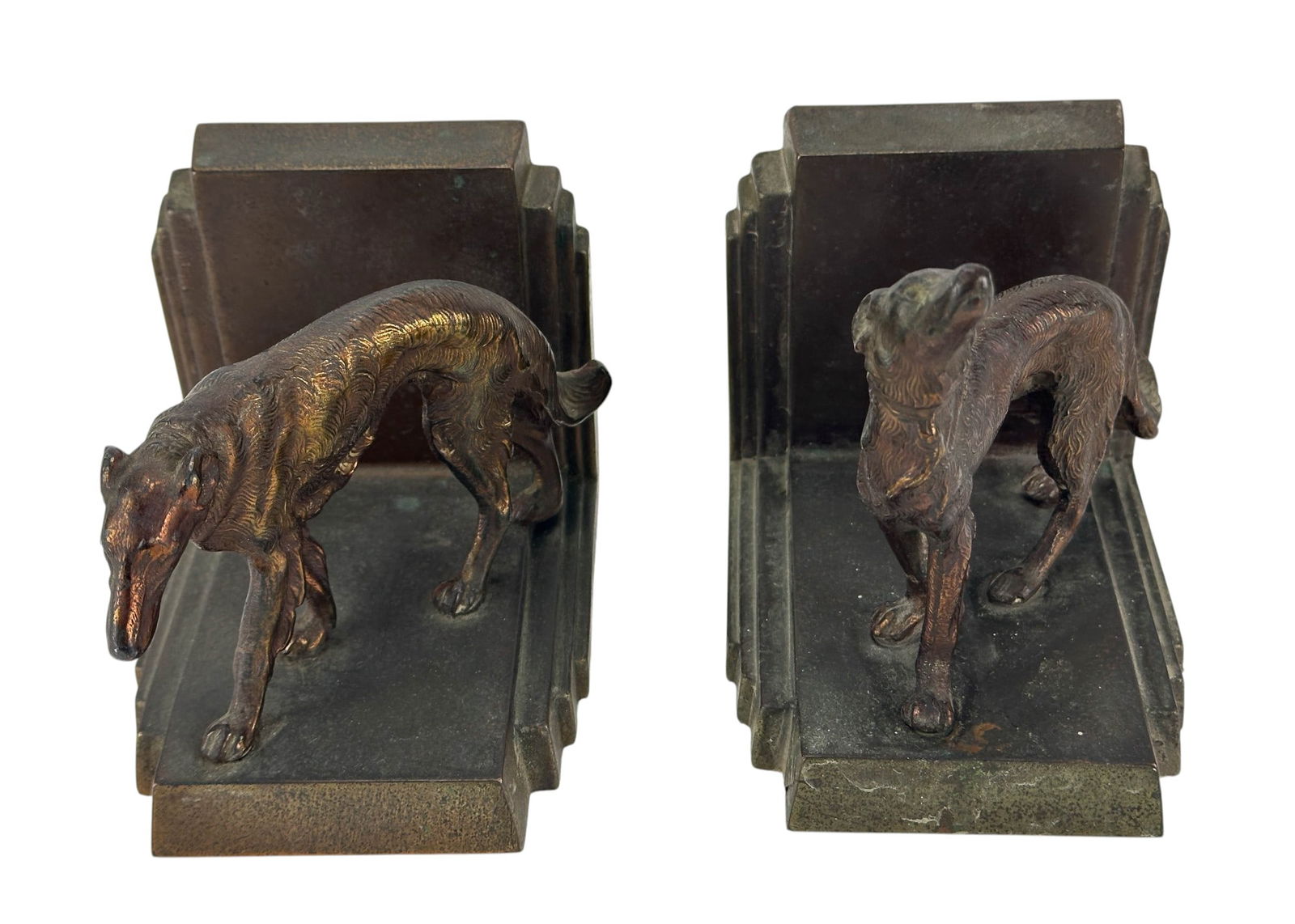 Ronson Bronze Type Borzoi K9 Dog Desk Bookends PR (1 of 4)