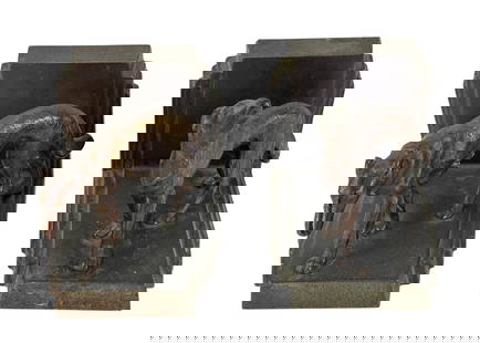 Ronson Bronze Type Borzoi K9 Dog Desk Bookends PR: Ronson pair of bronze finish over white metal / spelter table library bookends featuring Borzoi dogs, each figure rendered in naturalistic stances and affixed to stepped rectangular bases. Underside o
