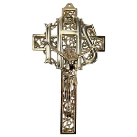 Silverplate Pierced Crucifix Religious Wall Cross
