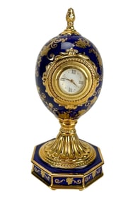 House of Faberge Rose Bouquet Porcelain Clock Egg