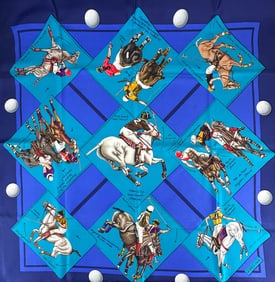 Hermes Luxury Designer Polo 100% Silk Scarf w/ Box
