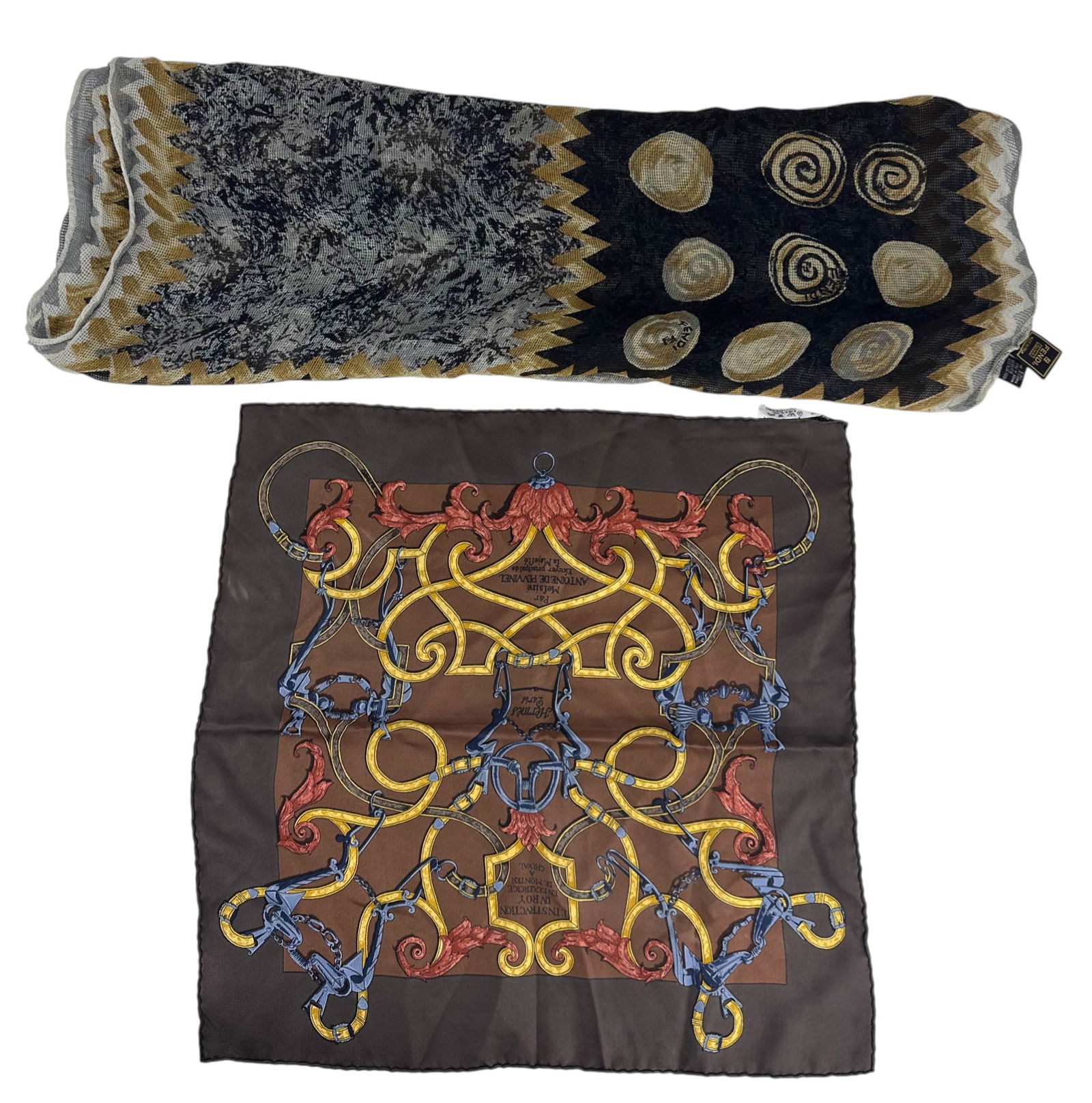 Hermes Silk Pocket Square & Fendi Wool Wrap Scarf (1 of 5)
