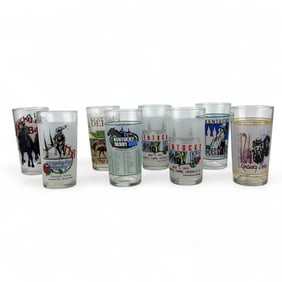 Kentucky Derby Horse Racing Glass Tumblers 8pc Lot