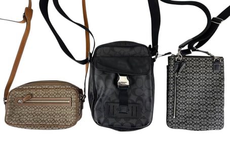 Coach Signature Canvas & Leather Crossbody Bag 3pc