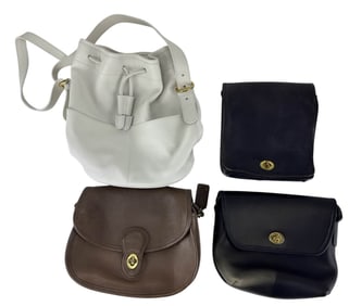 Coach White Brown Black Leather Purse Bags 4pc LOT