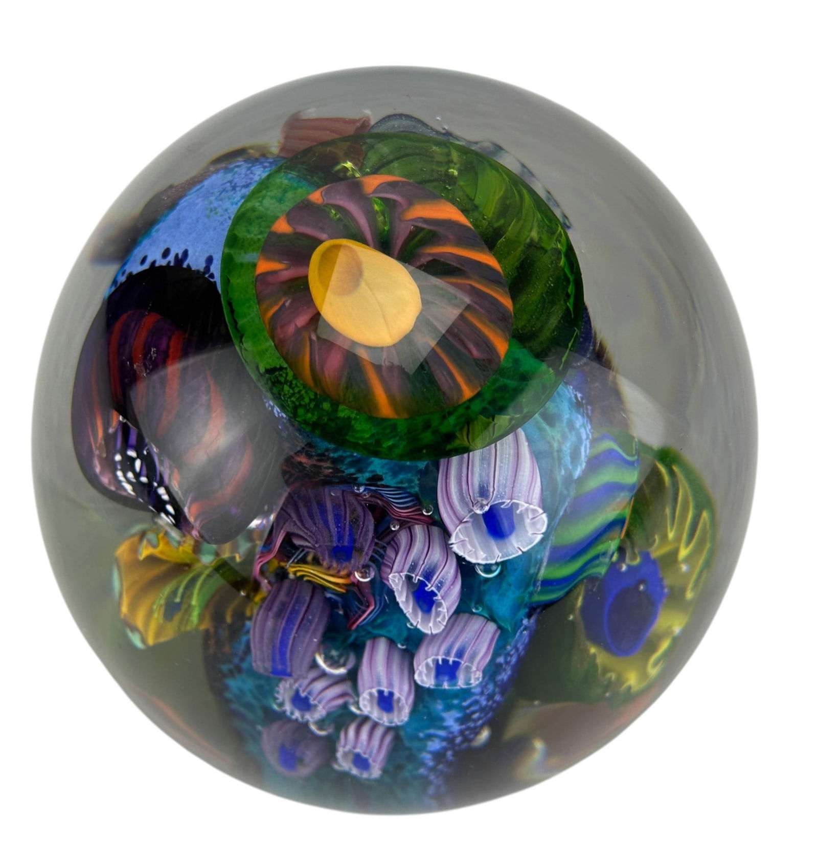 Tropical Coral Reef Style Glass Paperweight SIGNED (1 of 5)