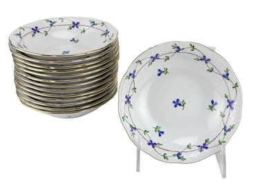Herend Blue Garland Porcelain Dessert Bowls 14pc