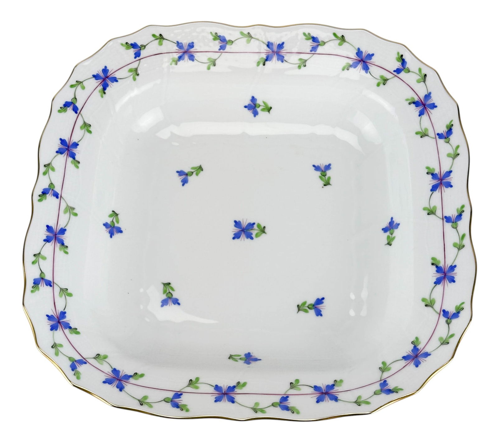 Herend Blue Garland Porcelain Square Serving Bowl (1 of 4)
