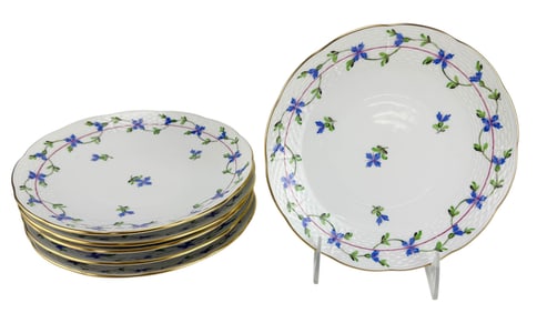 Herend Blue Garland Porcelain Salad Plates 6pc LOT