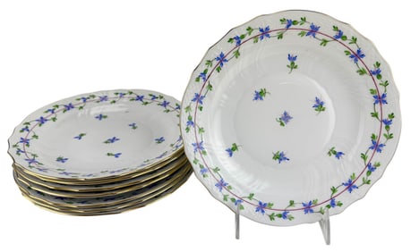 Herend Blue Garland Porcelain Luncheon Plate 8pc