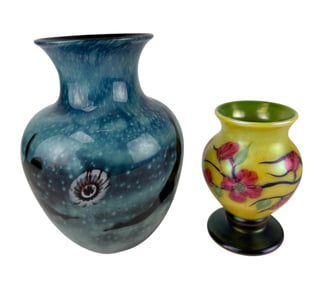 Elodi Holmes & Orient Flume Art Glass Vases SIGNED