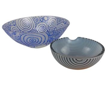 Kosta Boda Frosted Studio Art Glass Bowls 2pc LOT