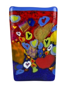 Mad Art Glass Studio Blown Multicolored Heart Vase