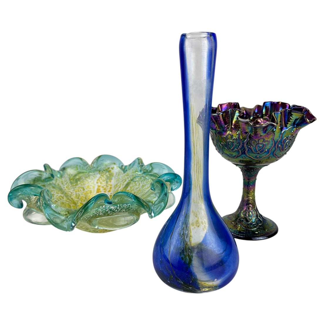 Fenton Murano Studio Art Glass Compote Bowl & Vase (1 of 9)