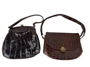 Lesco Genuine Alligator Leather Handbag Purse 2pc