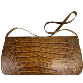 Harrods Lizard Embossed & Gator Leather Purse Bag