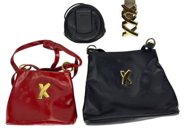 Paloma Picasso Leather Handbag Purse & Belt Lot 4p