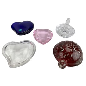 Tiffany Rosenthal Waterford Heart Paperweight 5pc