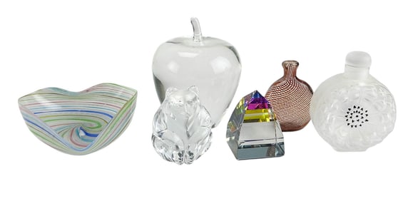 Steuben Lalique Murano Paperweight Dish Bottle LOT