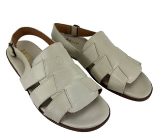 Bally Mens White Leather Sling Back Sandals Sz 10