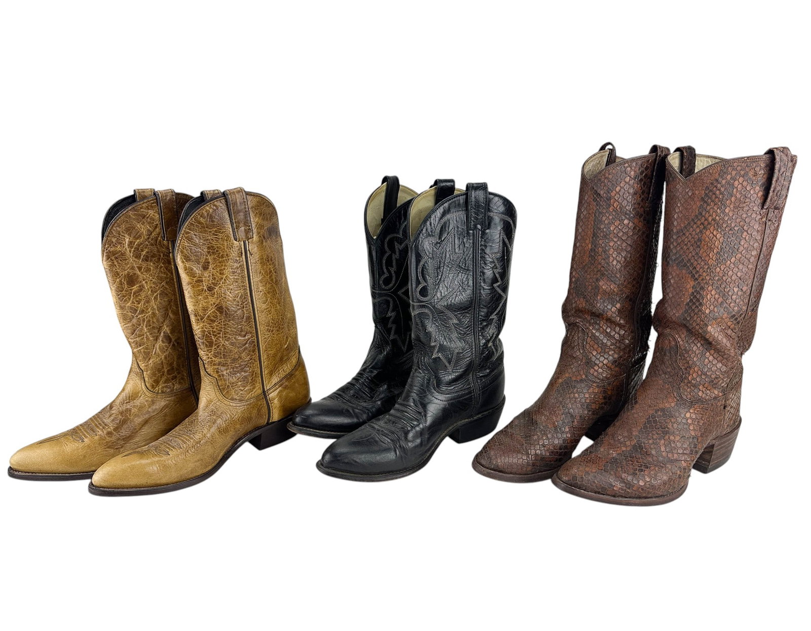 Mens Leather Snakeskin Western Cowboy Boots 3 PAIR (1 of 7)