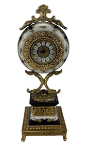 ACF Porcelain & Gilt Ormolu Mechanical Shelf Clock