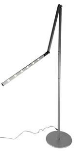 Koncept Z-Bar Model HL5000AD SIL Floor Task Lamp: Koncept model HL5000AD-SIL floor task lamp manufactured in April 2012. Features adjustable arms and slim profile with a round base. Operates on 9VDC power with 9W consumption and includes original pow