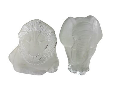 Mats Jonasson Viking Glass Elephant Lion Sculpture