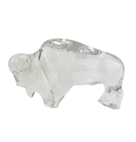 Baccarat French Crystal Bison Art Glass Sculpture