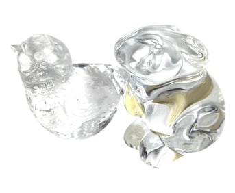 Baccarat Crystal Chick Bird Bunny Rabbit Figurine