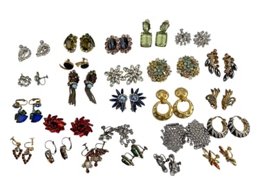 Costume Jewelry Rhinestone Clip Earrings 25pc LOT