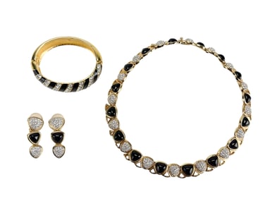 Swarovski Gold Tone Crystal Stone Jewelry Set 3pc