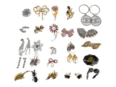 Costume Jewelry Brooch Pin Earrings ESTATE LOT 25p