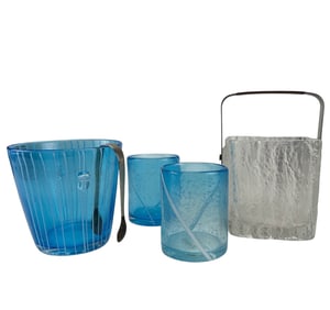Venini & Hoya Barware Ice Bucket Glass Tumbler Lot