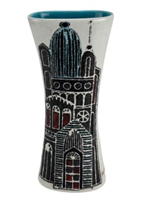 Fantoni Mid Century Ceramic Architectural Vase 10"