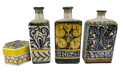 Castelli Italian Ceramic Pharmacy Bottles & Box 4p