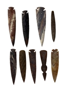 Modern Obsidian & Flint Knapped Art Blades 9pc LOT