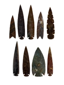 Group Modern Flint Knapped Stone Blades 9pc LOT