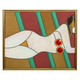 Female Semi Nude Torso Stained Glass Art Panel