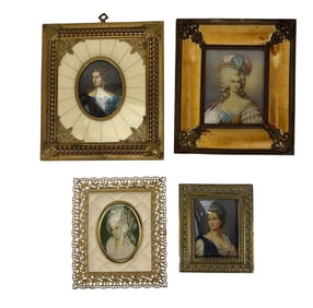 Continental Group Framed Miniature Portraits 5pc