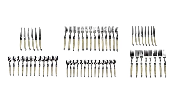 Jean Dubost Laguiole Ivory Color Flatware 62pc LOT