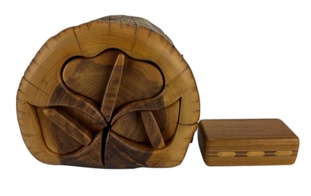 Hand Crafted Sculptural Box w Drawers & Coin Box