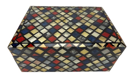 Mother Pearl Inlaid Jewelry Trinket Casket Box 14"