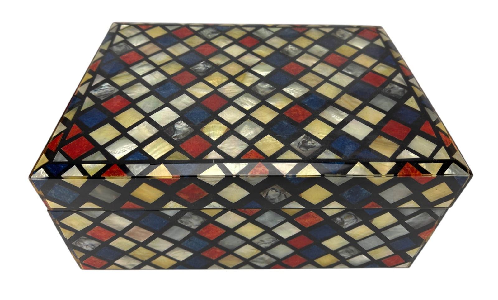 Mother Pearl Inlaid Jewelry Trinket Casket Box 14" (1 of 6)