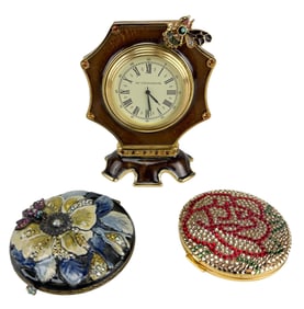 Judith Leiber Jay Strongwater Compact Clock 3p LOT