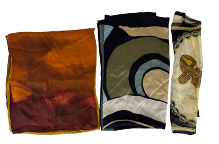 Versace Pocket Square Armani & Gucci Silk Scarf 3p