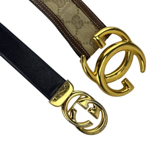 Gucci Luxury Designer Canvas & Leather Belt 2p LOT